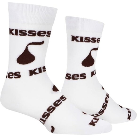 Hershey's Kisses Candy Crew Socks Men's (6-12 Shoe Size) White Brown Chocolate - Picture 1 of 1